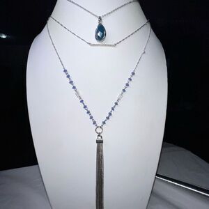 Layered Boho Tassel and Stone Necklace